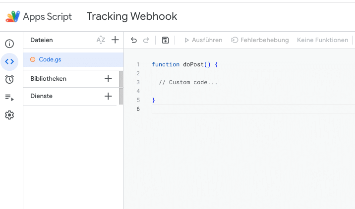 Tracking Webhook doPost()-Methode erstellen