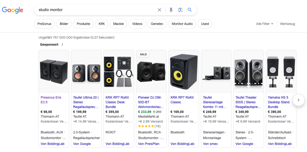 Google Shopping Ads Studio Monitor